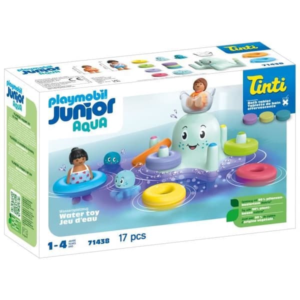 PLAYMOBIL Junior 71438 Gigantisk bläckfiskkarusell, badleksak, Junior AQUA Tinti, 17 delar, Från 12 månader