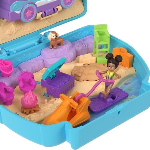 Polly Pocket-Puppy på Beach-Box och figurer, reseleksak HRD36