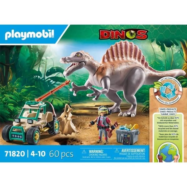 PLAYMOBIL 71820 Spinosaure, forsker og vippekran, Dinos, 60 deler, Fra 4 år