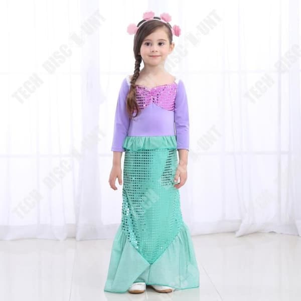 TD® paljett sjöjungfrukostym, flickoutfit, sjöjungfruprinsessklänning, barnfancy dress jul, halloween, födelsedag