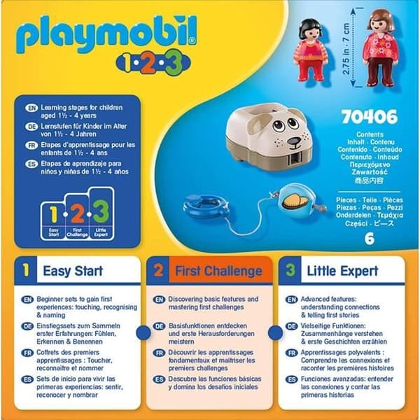 PLAYMOBIL - 70406 - PLAYMOBIL 1.2.3 - Hundvagn för barn från 18 månader och uppåt