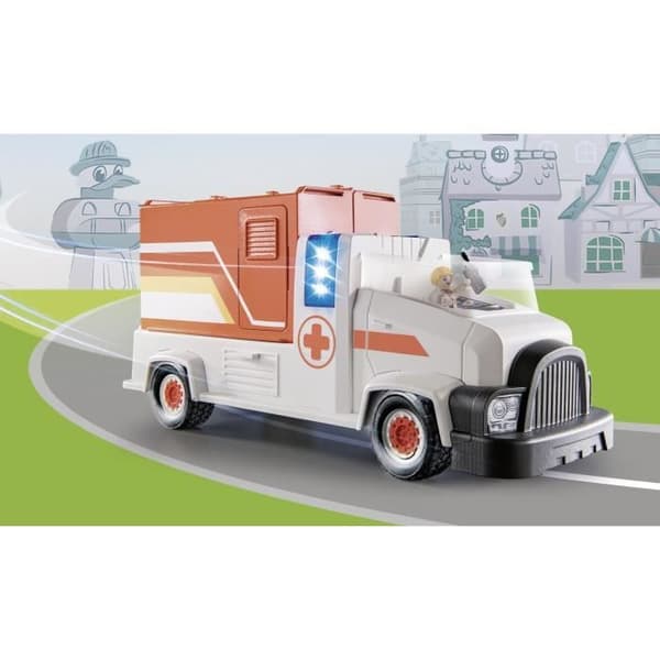 PLAYMOBIL - 70913 - DUCK ON CALL - Ambulans med medicinsk utrustning och ljud- och ljuseffekter