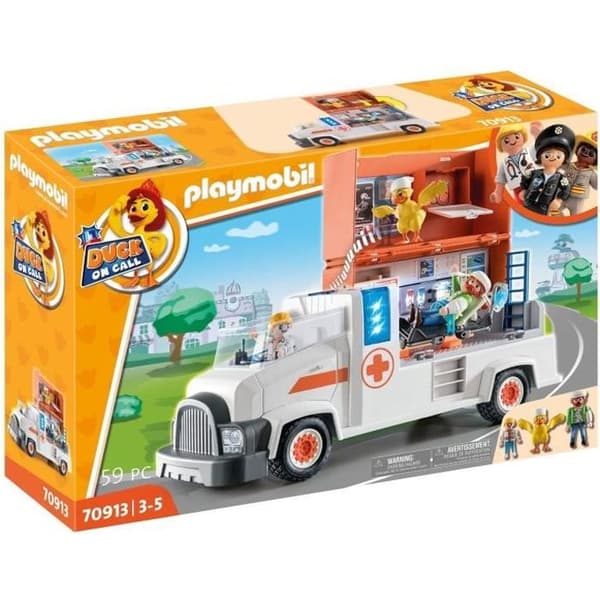 PLAYMOBIL - 70913 - DUCK ON CALL - Ambulans med medicinsk utrustning och ljud- och ljuseffekter