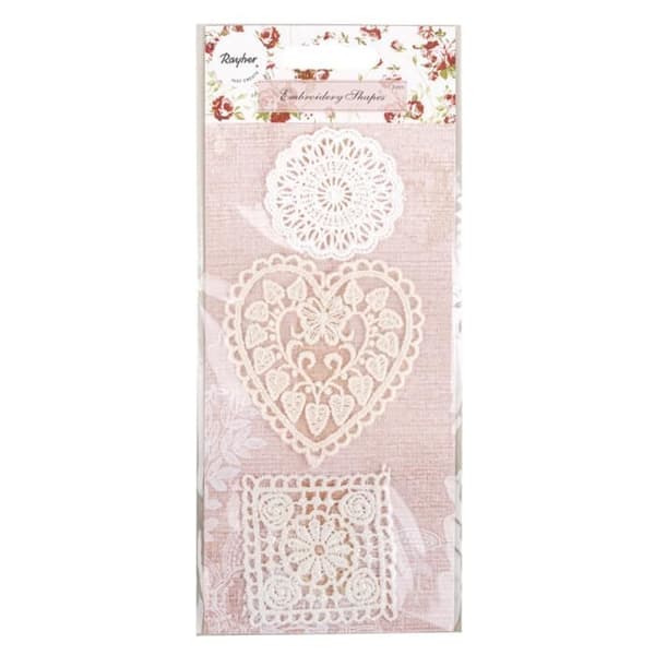 Motiv med spetsar Hjärta-Detaljer, ca. 5-7,5cm, assorterade, sct.-LS 3pce