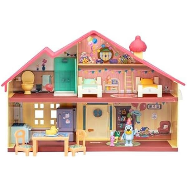 Maison de Fête Bluey - BLUEY - Blueys firandehem - 11 möbler och tillbehör - Exklusiv figur - 28 cm