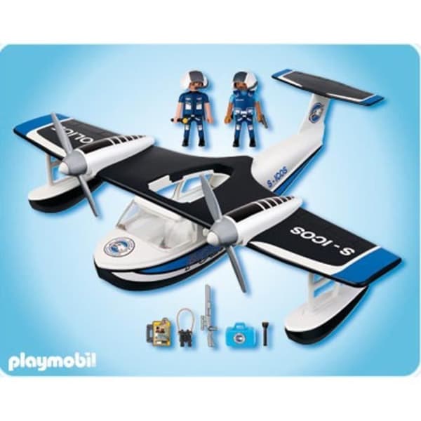Playmobil - Poliser och sjöflygplan 4445 - Roterande propellrar - Tillbehör ingår - Blandat - Från 4 år