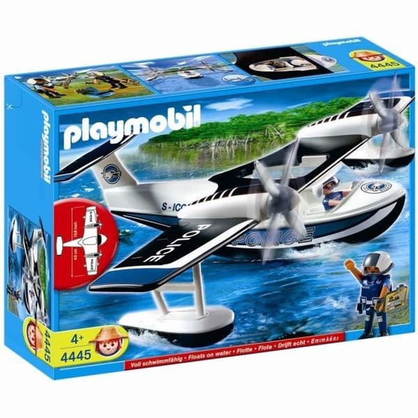 Playmobil - Poliser och sjöflygplan 4445 - Roterande propellrar - Tillbehör ingår - Blandat - Från 4 år