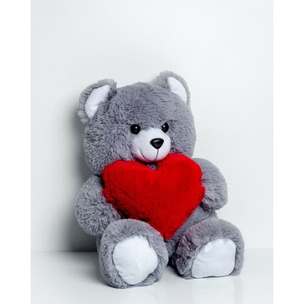 Bjørnebamse GO GIFT FRANK 50 GR Grå plys Hjerte 50 cm
