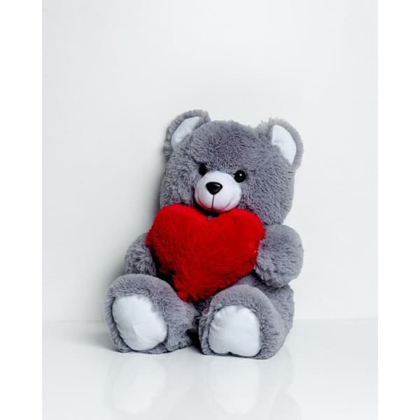 Bjørnebamse GO GIFT FRANK 50 GR Grå plys Hjerte 50 cm
