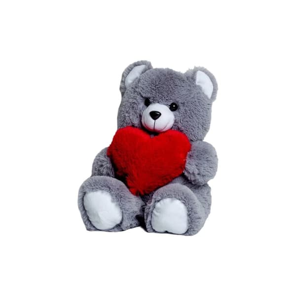 Bjørnebamse GO GIFT FRANK 50 GR Grå plys Hjerte 50 cm