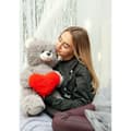 Miniatyrbillede 4 af 8: Bjørnebamse GO GIFT FRANK 50 GR Grå plys Hjerte 50 cm