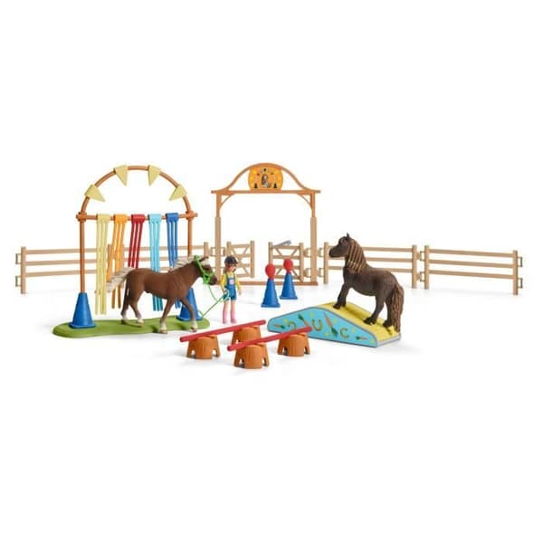 Agility-träningsset för hästsport med Schleich-häst, tränare och tillbehör - 41-delat ridset - gåva