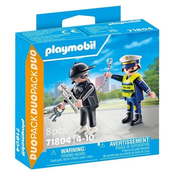 PLAYMOBIL 71804 Polis och bandit med tillbehör, Duo Pack, Poliser, Actionhjältar, 8 delar, Från 4 år