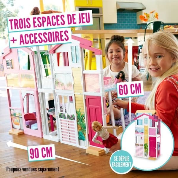 Luxury House - BARBIE - 4 rymliga rum - Hopfällbart - Designertillbehör
