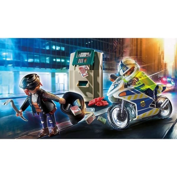 PLAYMOBIL 70572 Motorcykelpolis och tjuv, City Action, poliser, 4 år och uppåt