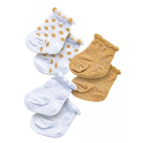 Heless dockstrumpor - Vit/Guld - Förpackning om 3 - Storlek 28-35 cm