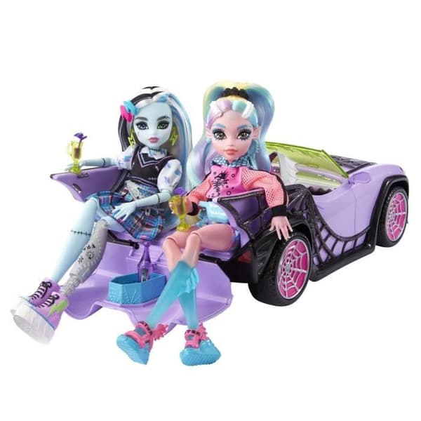 Monster High-Ghoul mobilbil med djur och tillbehör HHK63