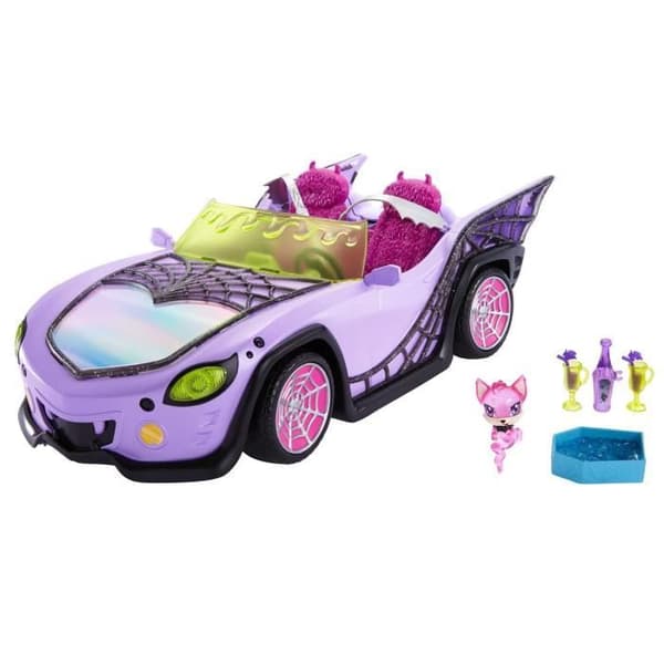 Monster High-Ghoul mobilbil med djur och tillbehör HHK63