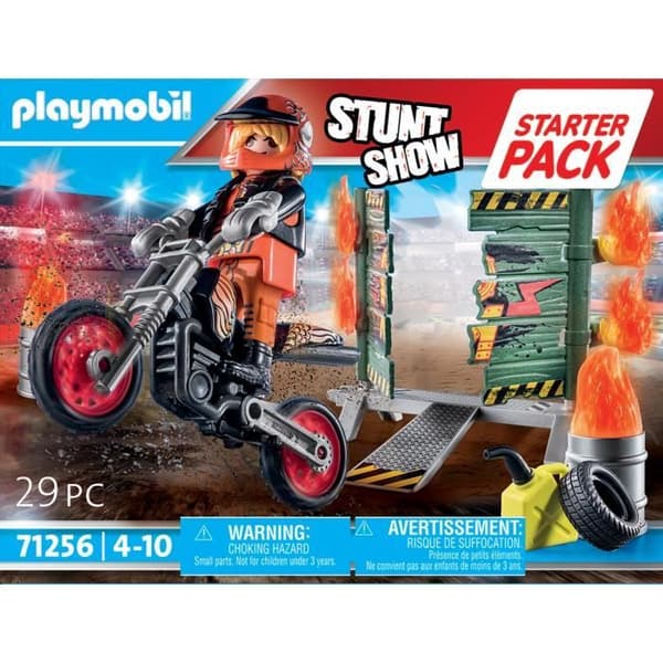 PLAYMOBIL 71256 Startpaket Stunt, gnistrande motorcykel, brandramp, 29 delar, från 4 år och uppåt