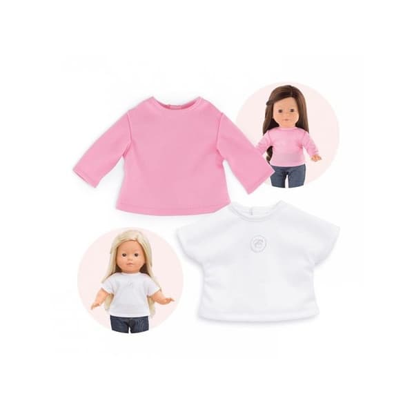 Set med 2 vita och rosa T-shirts för Ma Corolle docka 36 cm - Corolle