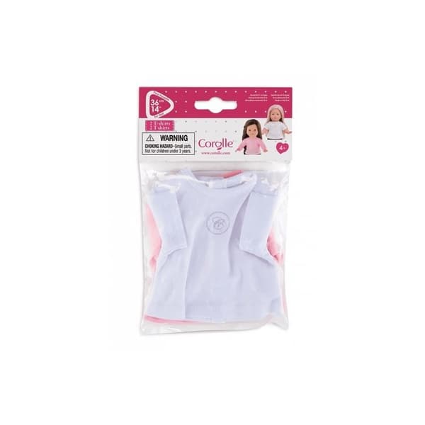 Set med 2 vita och rosa T-shirts för Ma Corolle docka 36 cm - Corolle