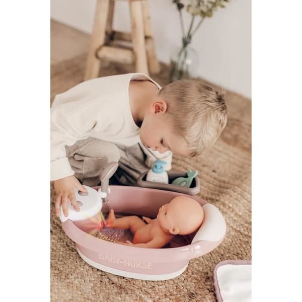 Bubbelbadkar för spädbarn upp till 42 cm - Smoby Baby Nurse - Vattenstrålar och bubblor - LED-lampor - Tillverkad i Frankrike