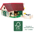Miniatyrbild 1 av 4: Woodfriends SMALL FOOT trägård - Hund-, ko-, gris-, bonde- och höbalar - 100 % FSC-certifierad