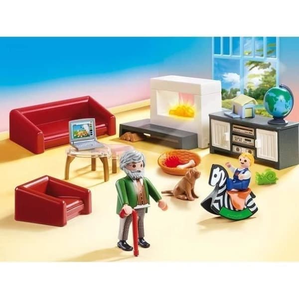 PLAYMOBIL 70207 Vardagsrum med öppen spis, dockskåp La Maison Traditionnelle, 36 rum, från 4 år och uppåt
