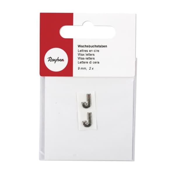 Vaxbokstäver -J-, silver, 9mm, tab-påse 2 st