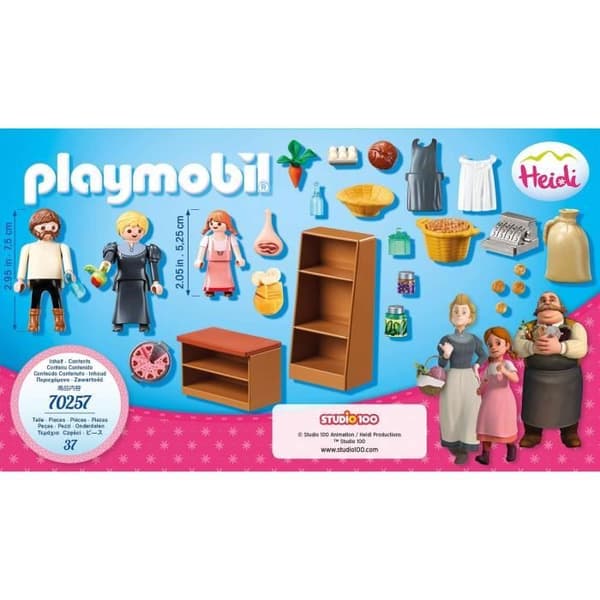 PLAYMOBIL - Heidi - Keller-familjens livsmedelsbutik - 3 tecken - Tillbehör ingår