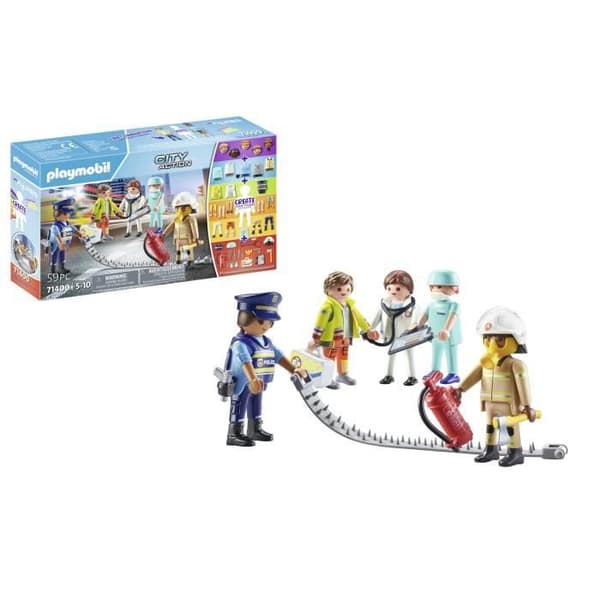 PLAYMOBIL My Figures Everyday Heroes - 71400 - Polis, brandman, läkare, räddning - Stadsaktion - 5 år - 59 stycken