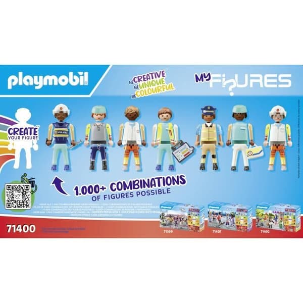 PLAYMOBIL My Figures Everyday Heroes - 71400 - Polis, brandman, läkare, räddning - Stadsaktion - 5 år - 59 stycken