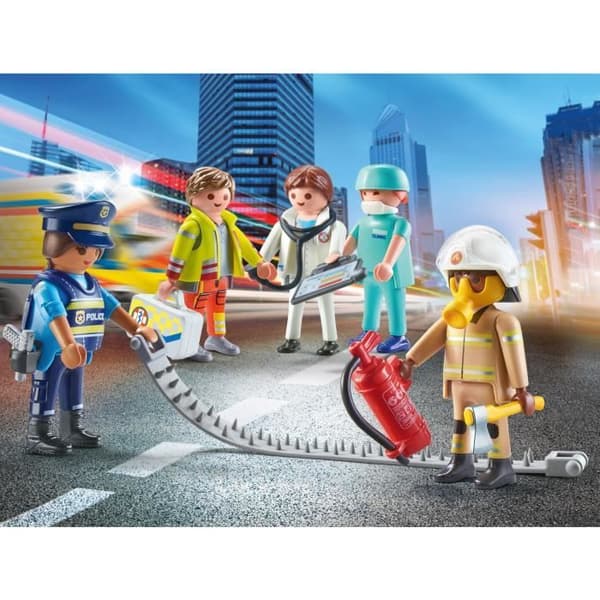 PLAYMOBIL My Figures Everyday Heroes - 71400 - Polis, brandman, läkare, räddning - Stadsaktion - 5 år - 59 stycken