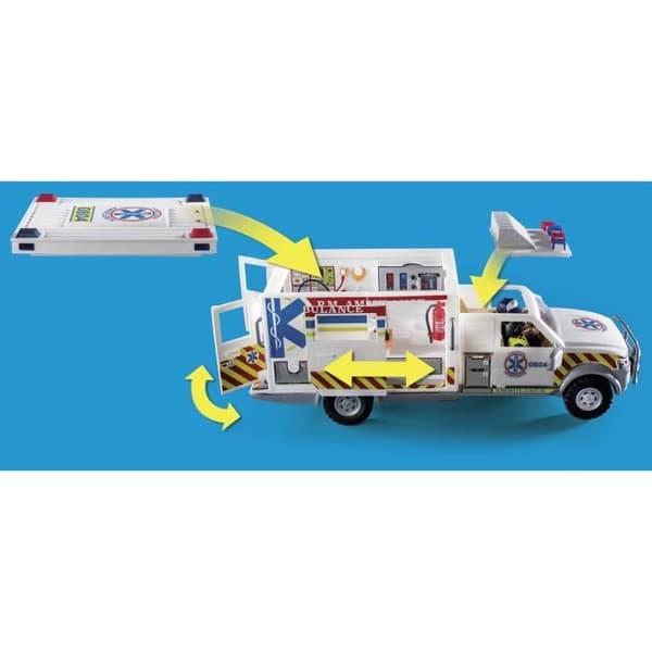 PLAYMOBIL 70936 Amerikansk ambulans med räddningspersonal och skadad, City Action, Räddningstjänsten