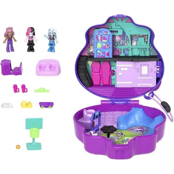 Polly Pocket-Monster High-Box 3 minifigurer och 10 tillbehör HVV58