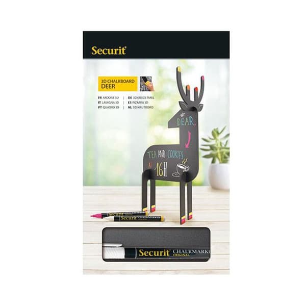 Memo - Securit väggskiffer - T3D-DEER - Svart 3D-bräda 31 x 14,7 x 11,3 cm