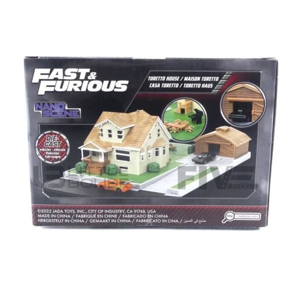 Miniatyrsamlingsbil - JADA TOYS 1/87 - TOYOTA Dom's House med Dodge Charger + Toyota Supra - Orange / Svart - 33668OR