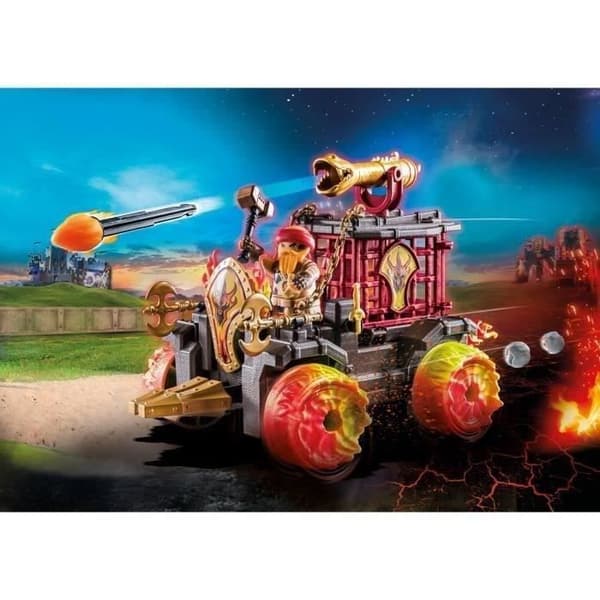 PLAYMOBIL 71299 Burnham Raiders Fiery Battle Cart - Ta dig an fiender med vagnen, kanonen och utkastplatsen
