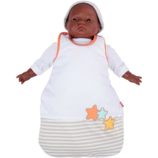 Sovsäck för 40 cm babydocka - Tjej - Vit, grå och orange - Tryckknappar