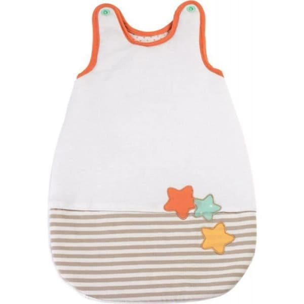 Sovsäck för 40 cm babydocka - Tjej - Vit, grå och orange - Tryckknappar