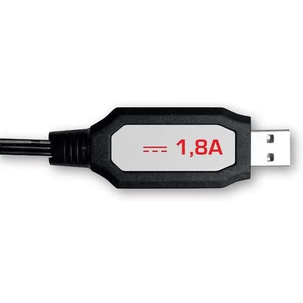 USB-kabel - CARRERA - 1A - För LiFePO4-batterier 6,4V - Flerfärgad - Svart