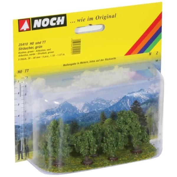 NOCH 25410 Buskar, grön, 5 st, 3 - 4 cm