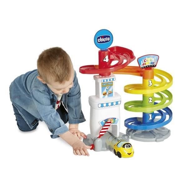 CHICCO Turbo Ball Parking - Turbo Ball Parking modell - 4 skjutnivåer - 1 fordon ingår