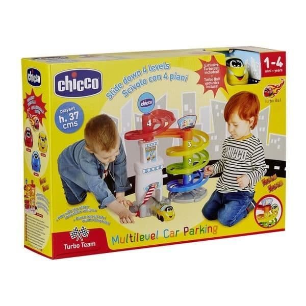 CHICCO Turbo Ball Parking - Turbo Ball Parking modell - 4 skjutnivåer - 1 fordon ingår
