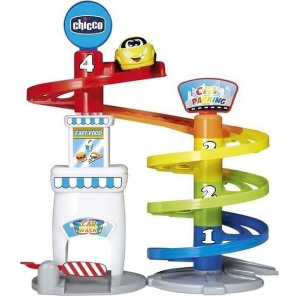 CHICCO Turbo Ball Parking - Turbo Ball Parking modell - 4 skjutnivåer - 1 fordon ingår
