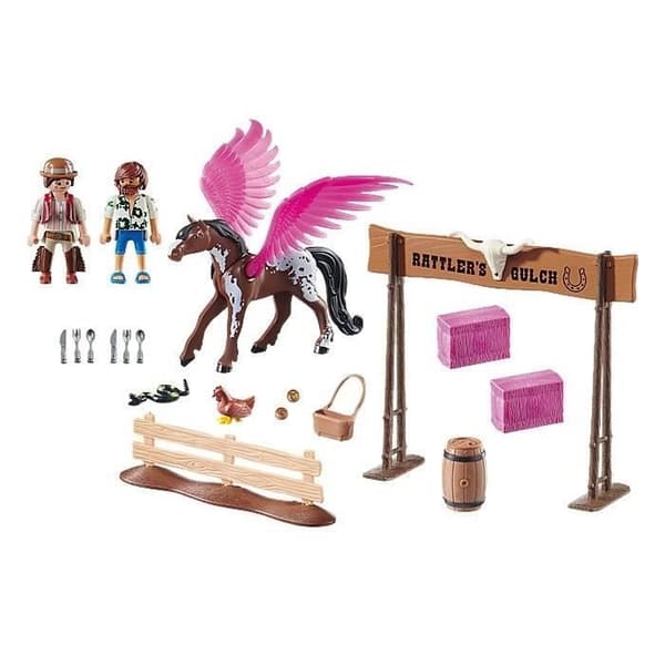 PLAYMOBIL - PLAYMOBIL THE MOVIE Marla och Del med bevingad häst - Westernfigurer med tillbehör
