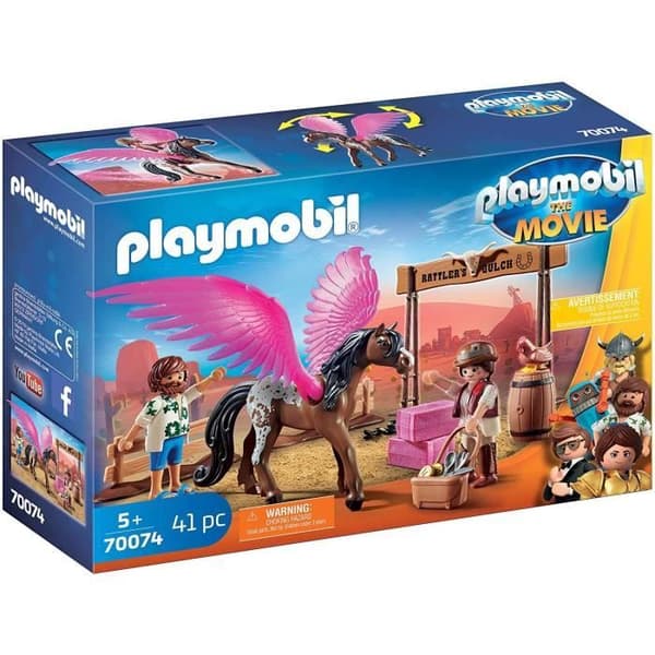PLAYMOBIL - PLAYMOBIL THE MOVIE Marla och Del med bevingad häst - Westernfigurer med tillbehör