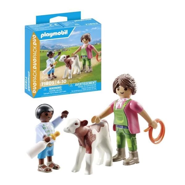 PLAYMOBIL 71803 Bondgård med lantbrukare och barn med kalv, Duo Pack, Landsbygd Livet på gården, Från 4 år