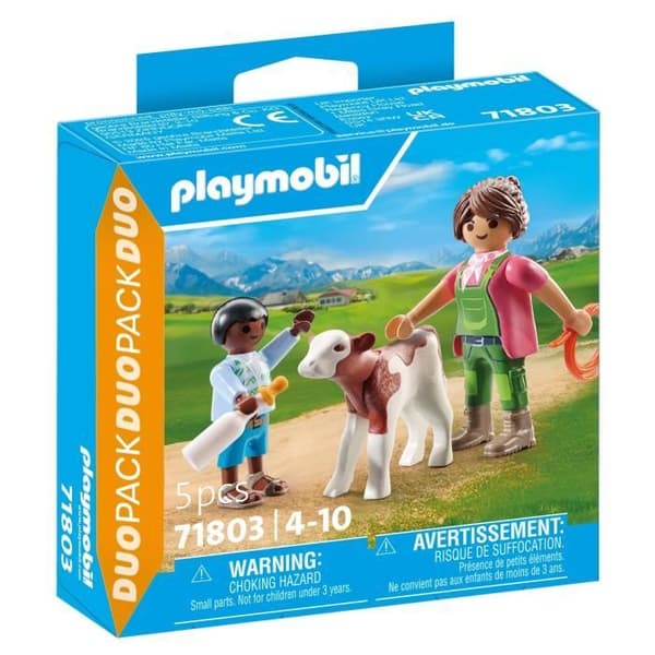 PLAYMOBIL 71803 Bondgård med lantbrukare och barn med kalv, Duo Pack, Landsbygd Livet på gården, Från 4 år