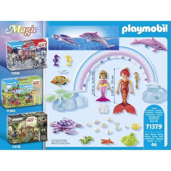 PLAYMOBIL 71379 StarterPack Sjöjungfrur och regnbågar - Magi - Kreativt rollspel - 46 delar - från 4 år och uppåt